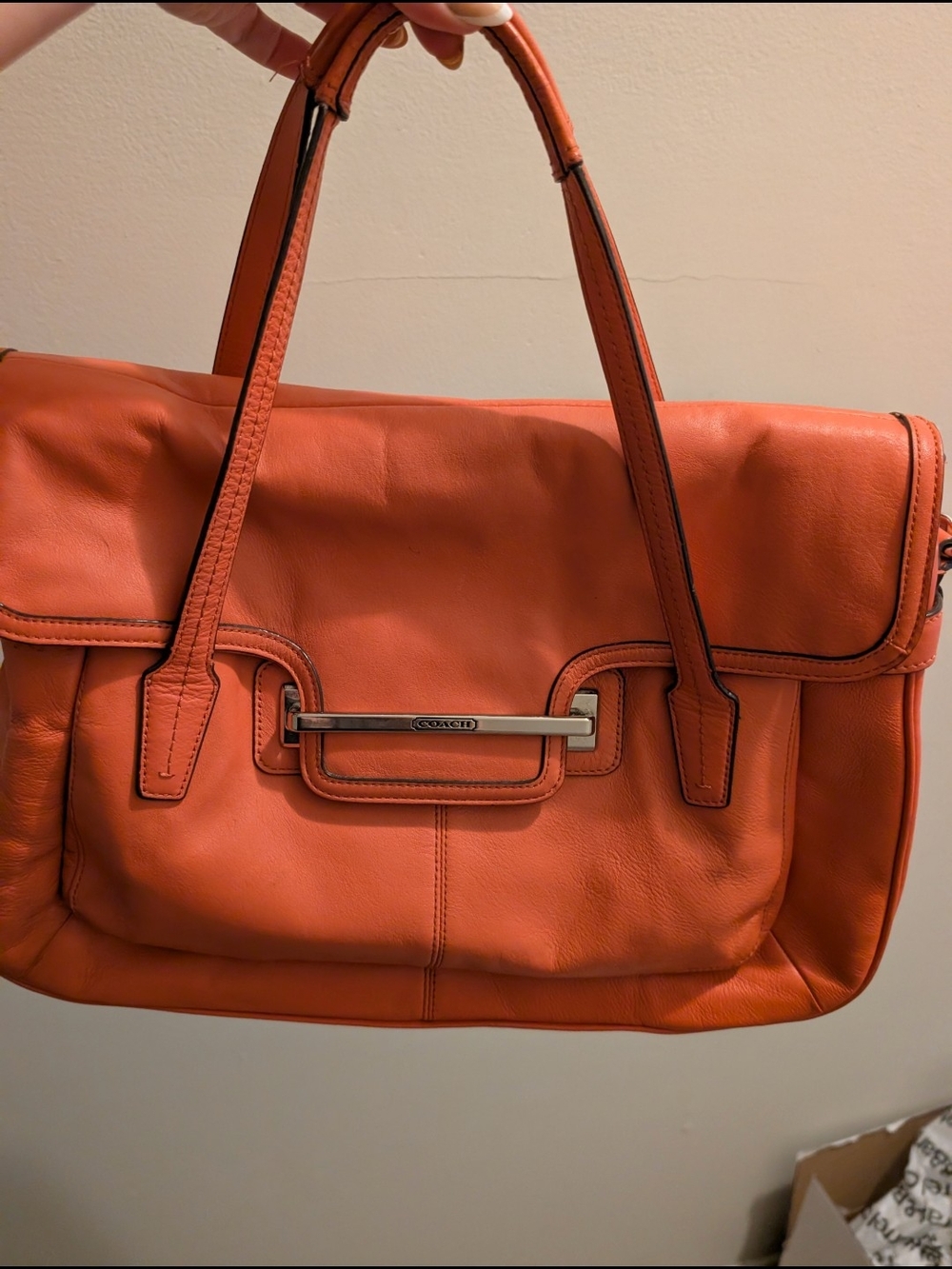 COACH Coral Pink Taylor Marin Flap Leather Shoulder Bag - Project bag